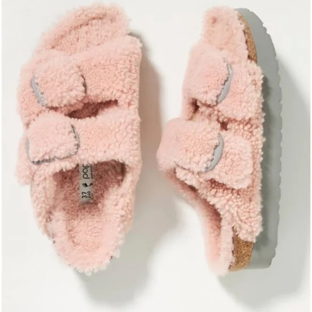 Birkenstock papillo fur shearling 6.5 7 37 size clogs flops cozy hippie selkie